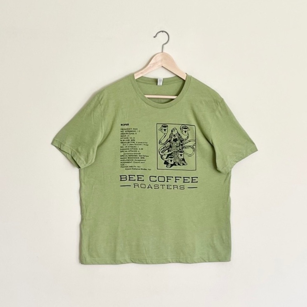 NEW Bee Coffee Roasters Indianapolis Roper Monster Gaming Stats T Shirt Adult XL